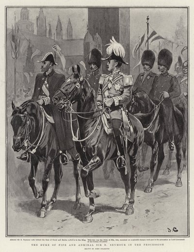De hertog van Fife en admiraal Sir E Seymour in de processie door John Charlton